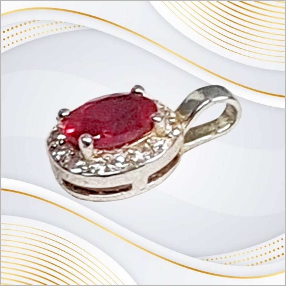 Stauer Italy ~ Sterling Silver Ruby Color CZ Stone Pendant - Picture 4 of 6